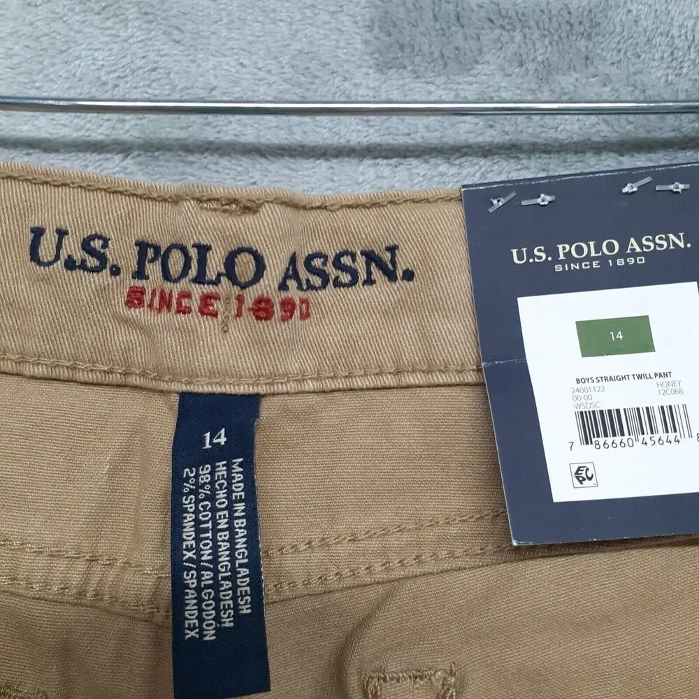 U.S. Polo Assn Straight Twill Jeans Pants Honey Yellow Boys Size 14 NWT